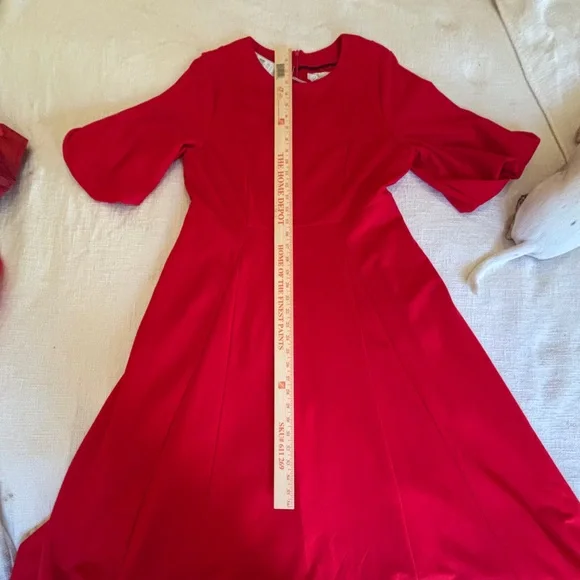 Boden Classic Red Midi Dress w Flutter Sleeves NEW Women US 10R DO132 Red - Picture 6 of 16